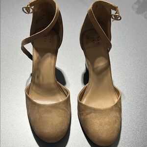 Tan Heels with Ankle Strap and d'Orsay Cut